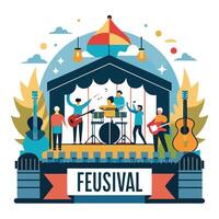Elegant Stage Icon with Instruments and Music Notes and Isolated Background vector