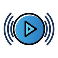 Modern Play Button Icon with Sound Waves and Isolated Background vector