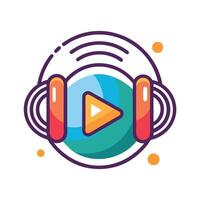 Elegant Play Button Icon with Sound Waves and Isolated Background vector