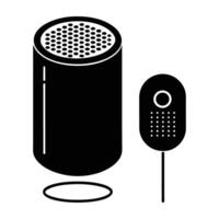 Smart Speaker Featuring Voice Assistant and Microphone in Sleek Silhouette vector
