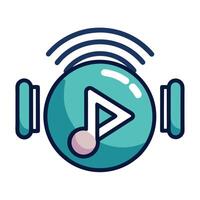 Play Button Icon with Sound Waves and Isolated Background vector