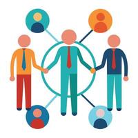 Business people holding hands and standing in a circle vector