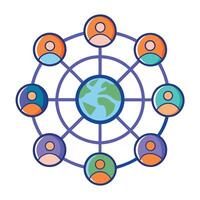 Elegant Globe Icon with Networking Lines and Isolated Background vector