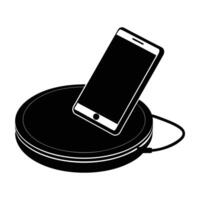 Wireless Charging Pad with Phone on Top Exhibited in a Clean Silhouette vector