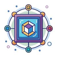 Digital Artwork Icon in a Frame with a Blockchain and Isolated Background vector