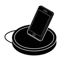 Wireless Charging Pad with Phone Placed on Top in a Sleek Silhouette vector