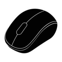 Wireless Computer Mouse with an Ergonomic Shape Presented in a Clean Silhouette vector