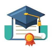 Elegant Diploma Certificate Icon with a Graduation Cap and Isolated Background vector