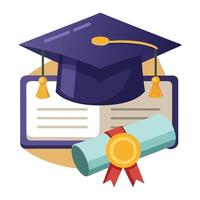 Diploma Certificate Icon with a Graduation Cap and Isolated Background vector