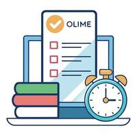 Modern Quiz Sheet Icon with a Timer and Isolated Background vector