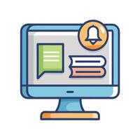Modern Computer Screen Icon Displaying a Book and Isolated Background vector