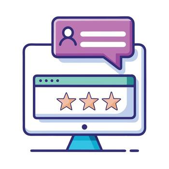 Modern Rating Star Icon with a Feedback Box and Isolated Background vector