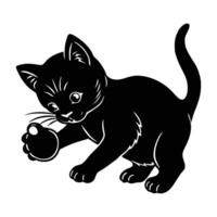 Energetic Kitten Engaging in a Playful Tussle with the Invisible vector