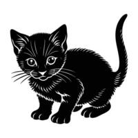 Alert Kitten Crouching Low, Poised to Pounce with Quick Reflexes vector