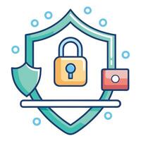 Shield Icon with a Lock and Digital Elements and Isolated Background vector
