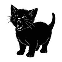 Adorable Kitten Meowing with an Open Mouth on a White Background vector