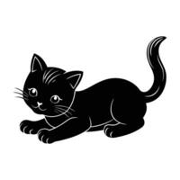 Playful Kitten Lying on Its Stomach with a Tail Flicking Lightly vector