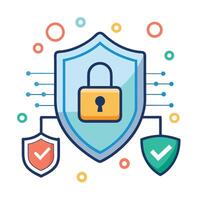Elegant Shield Icon with a Lock and Digital Elements and Isolated Background vector