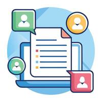 Modern Shared Document Icon with Edits and Isolated Background vector