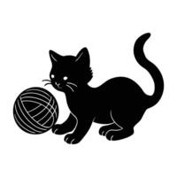 Adorable Kitten Playing Joyfully with a Ball of Yarn on Display vector