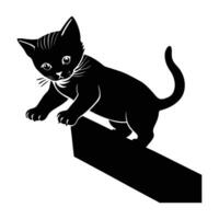 Curious Kitten Ascending a Ledge with Determined Paw Grips on the Edge vector