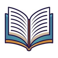 Open Book Icon with Detailed Pages and Isolated Background vector