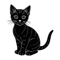 Curious Kitten Seated with a Playful Tilt of Its Head vector