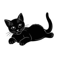 Adorable Kitten Lying on Its Side with a Paw Gracefully Extended vector