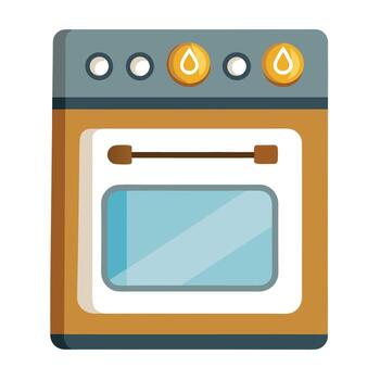 Modern Flat Style Oven Icon with a Temperature Dial and Isolated Background vector