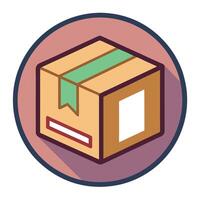 Elegant Cardboard Box Icon with Shipping Labels and Isolated Background vector