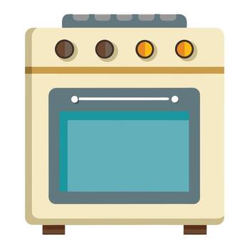 Flat Style Oven Icon with a Temperature Dial and Isolated Background vector