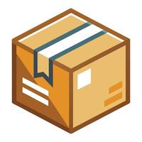Modern Cardboard Box Icon with Shipping Labels and Isolated Background vector