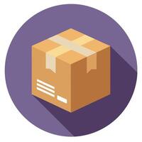 Cardboard Box Icon with Shipping Labels and Isolated Background vector