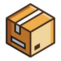 Simple Box Icon with Shipping Labels and Isolated Background vector