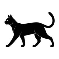 Confident cat walking with an elongated stride and graceful motion on a clean backdrop silhouette vector