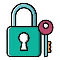 Modern Padlock Icon with a Key and Isolated Background vector