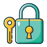 Padlock Icon with a Key and Isolated Background vector