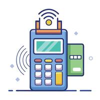 Elegant Payment Terminal Icon with Digital Elements and Isolated Background vector