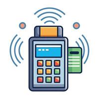 Modern Payment Terminal Icon with Digital Elements and Isolated Background vector