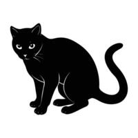 Stealthy cat crouched low stalking its prey in intense silhouette vector