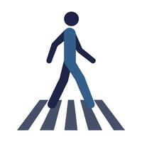 Modern Person Icon Walking on a Crosswalk and Isolated Background vector