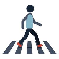 Elegant Person Icon Walking on a Crosswalk and Isolated Background vector
