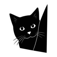 Sneaky cat peeking discreetly from behind an object with a playful glance silhouette vector