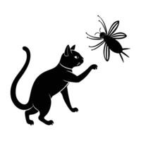 Energetic cat swatting at an insect with precise silhouette motion vector