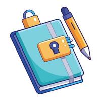 Elegant Closed Diary Icon with a Lock and Isolated Background vector