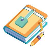 Closed Diary Icon with a Lock and Isolated Background vector