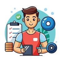 Modern Fitness Coach Icon with a Workout and Isolated Background vector