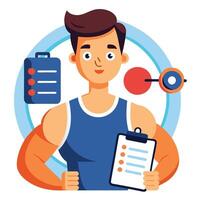 Elegant Fitness Coach Icon with a Workout and Isolated Background vector