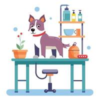 Elegant Dog Icon in a Grooming Station and Isolated Background vector