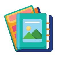 Modern Photo Album Icon with Images and Isolated Background vector